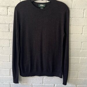 Lauren Ralph Lauren L/S 100% Merino Wool Women Sweater P/L Gray Crewneck Preppy